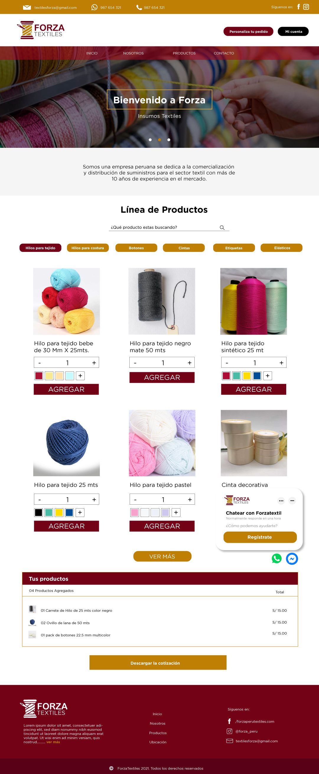Página web · Textil