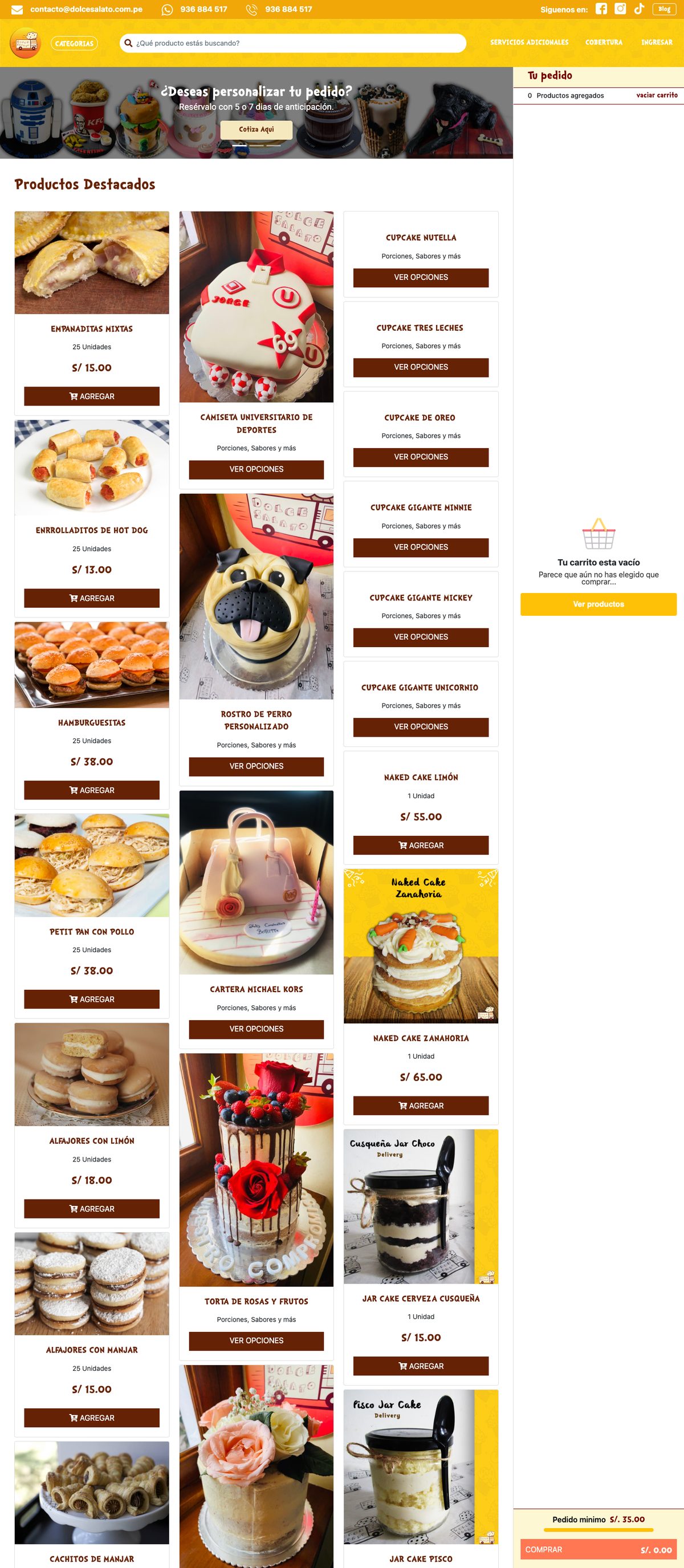 Página web · Pastelería